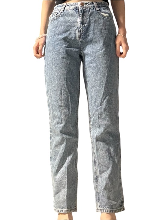 Denim - Classic High-Waist Straight Leg Jeans - Light Acid Blue